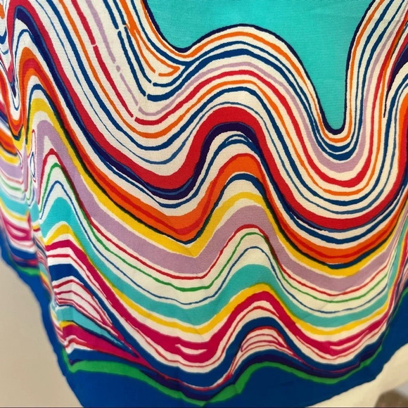 Lilly Pulitzer Rogan silk patterned halter top rainbow colorful aqua 5117 - Picture 7 of 12